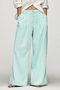 The Avery Pinstripe Wide-Leg Trousers by Maeve