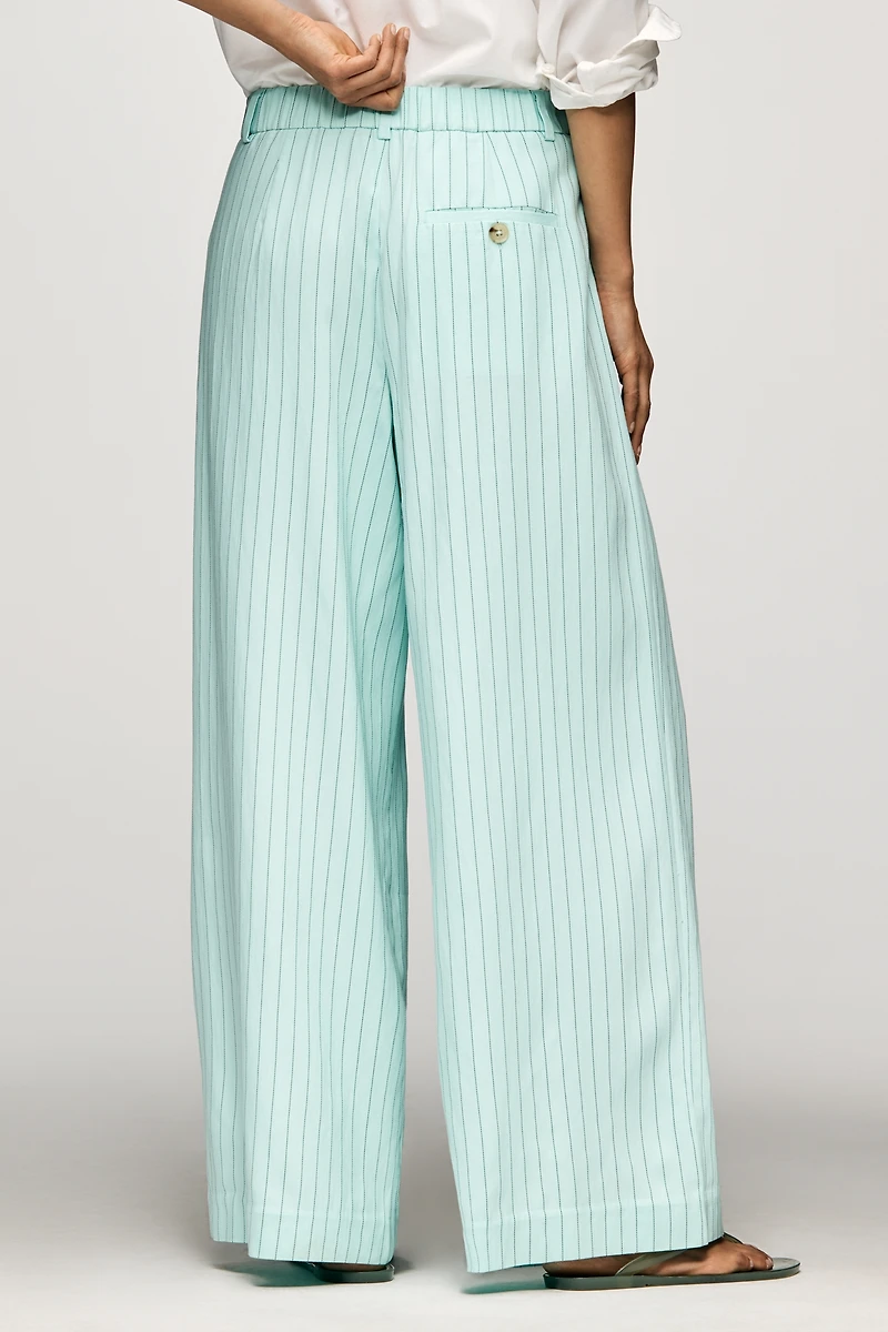 The Avery Pinstripe Wide-Leg Trousers by Maeve