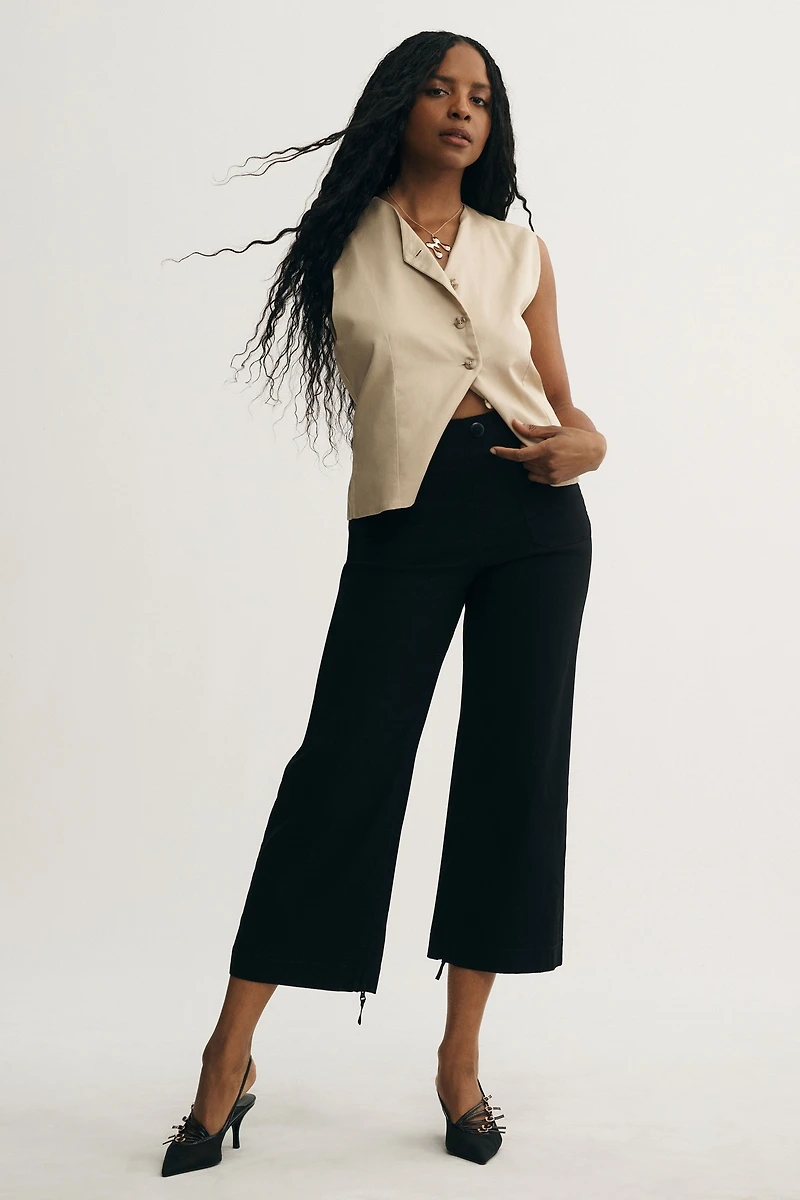 The Colette Crop Wide-Leg Pants by Maeve