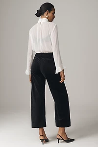 The Colette Velvet Crop Wide-Leg Pants by Maeve