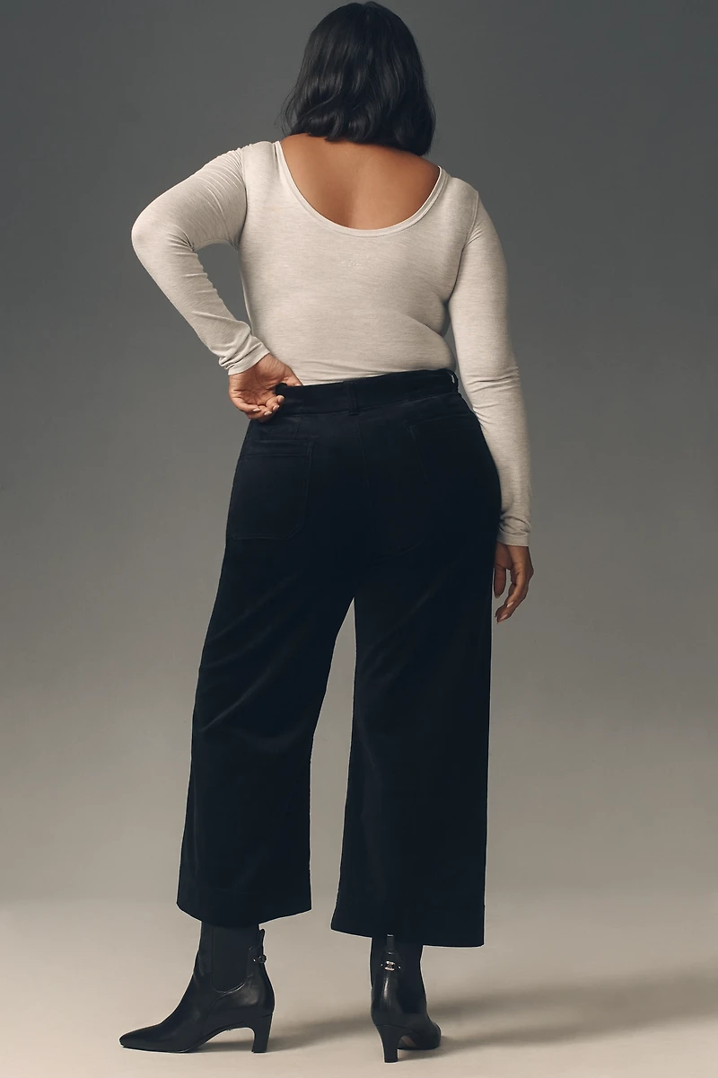 The Colette Velvet Crop Wide-Leg Pants by Maeve