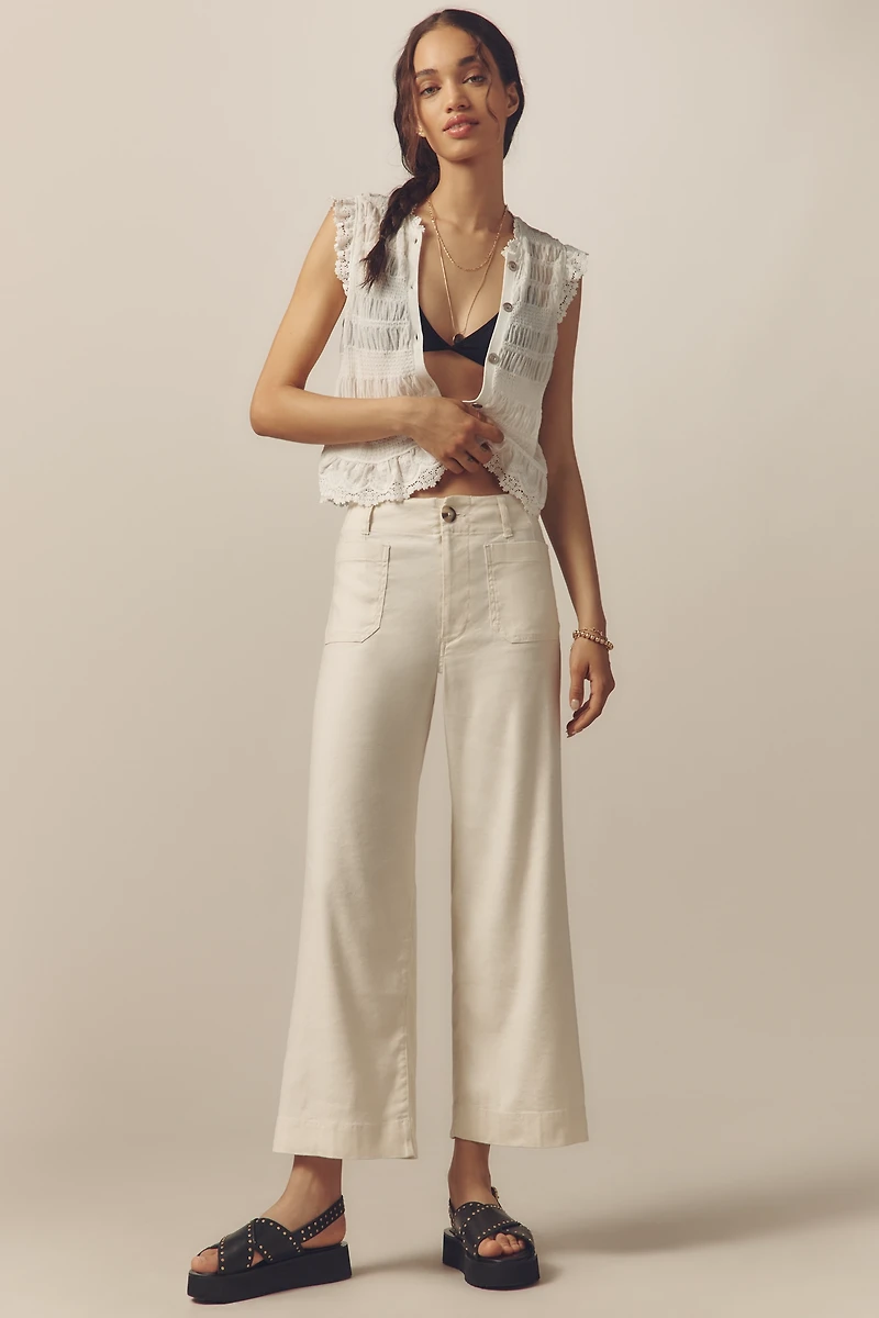 The Colette Linen Blend Crop Wide-Leg Pants by Maeve