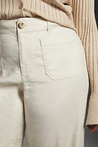 The Colette Linen Blend Crop Wide-Leg Pants by Maeve