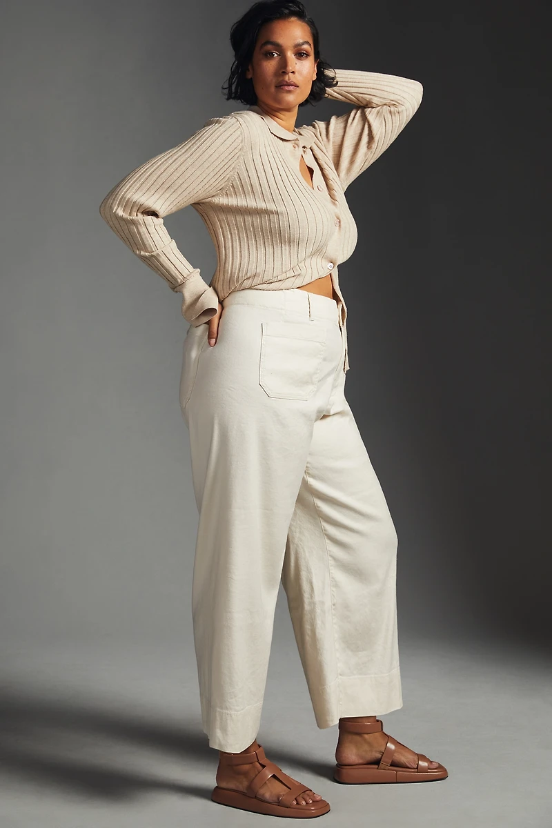 The Colette Linen Blend Crop Wide-Leg Pants by Maeve