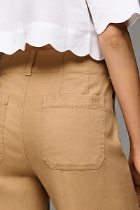 The Colette Linen Blend Crop Wide-Leg Pants by Maeve