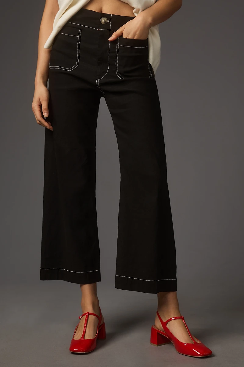 The Colette Crop Wide-Leg Pants by Maeve: Contrast-Stitch Edition