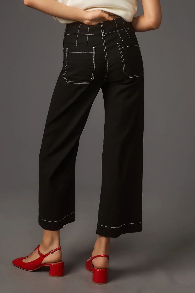 The Colette Crop Wide-Leg Pants by Maeve: Contrast-Stitch Edition