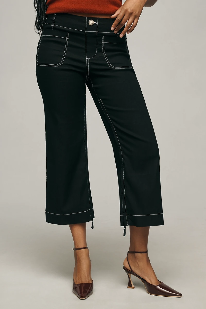 The Colette Crop Wide-Leg Pants by Maeve: Contrast-Stitch Edition