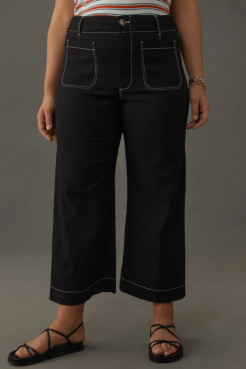 The Colette Crop Wide-Leg Pants by Maeve: Contrast-Stitch Edition