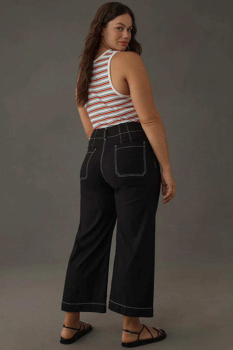 The Colette Crop Wide-Leg Pants by Maeve: Contrast-Stitch Edition