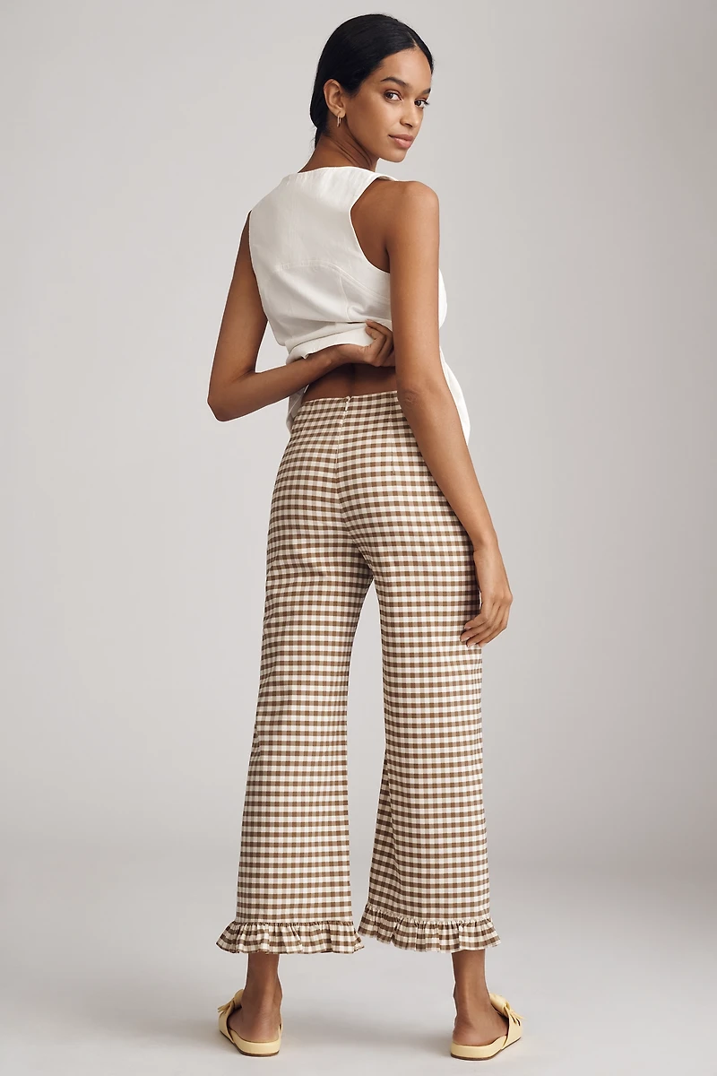 The Colette Ruffle-Hem Crop Wide-Leg Pants by Maeve
