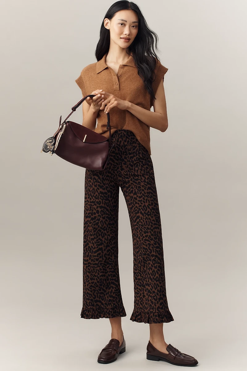 The Colette Ruffle-Hem Crop Wide-Leg Pants by Maeve