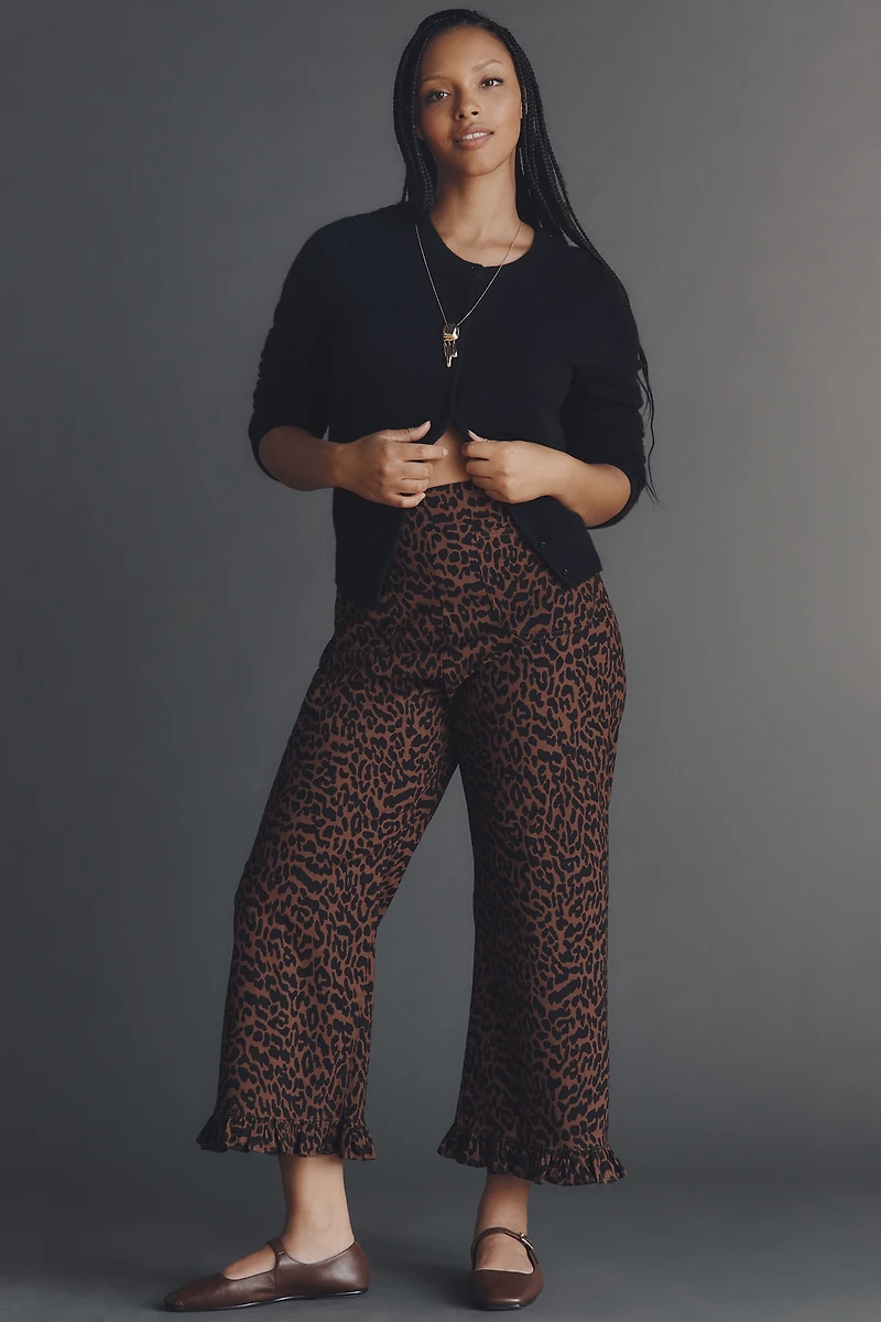 The Colette Ruffle-Hem Crop Wide-Leg Pants by Maeve