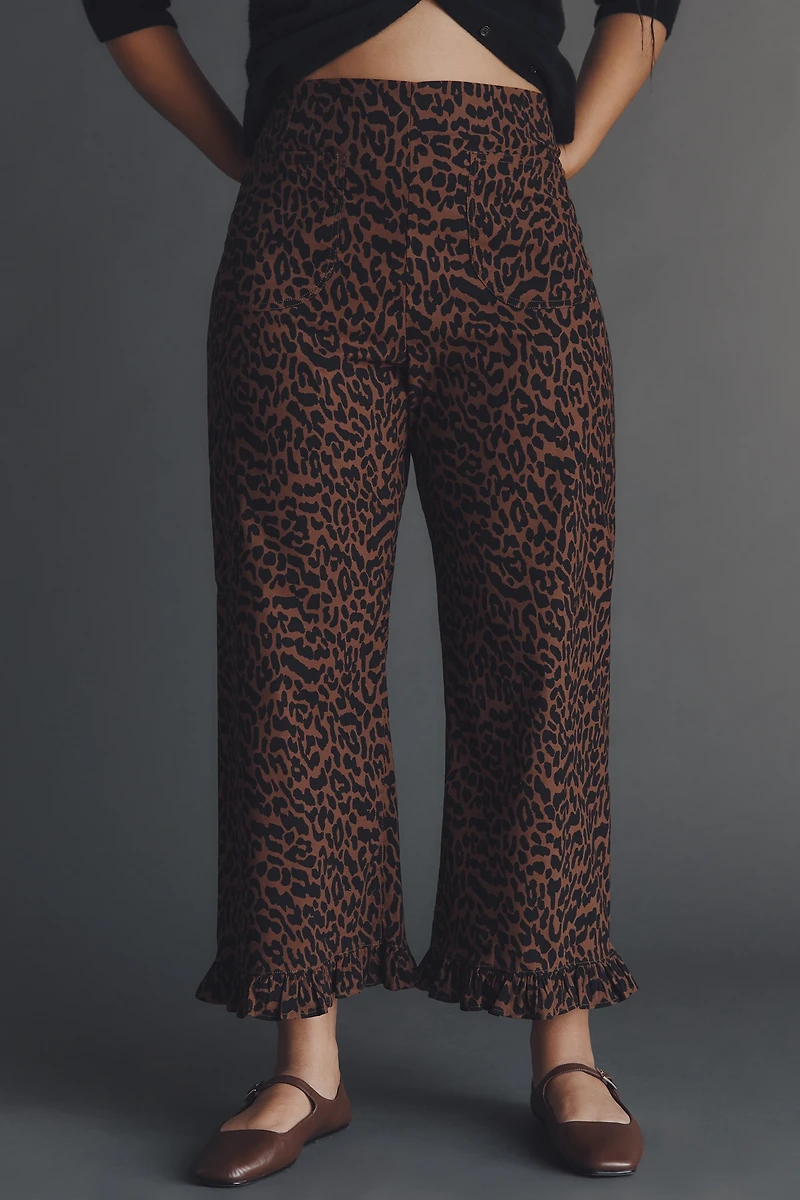 The Colette Ruffle-Hem Crop Wide-Leg Pants by Maeve