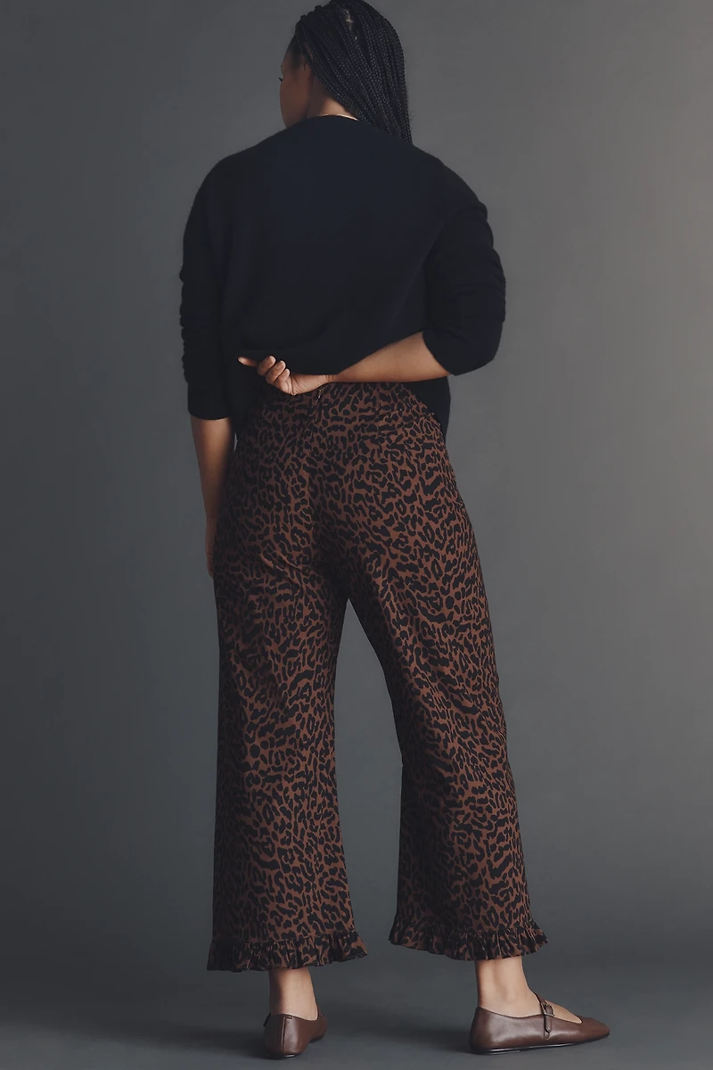 The Colette Ruffle-Hem Crop Wide-Leg Pants by Maeve