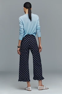 The Colette Ruffle-Hem Crop Wide-Leg Pants by Maeve