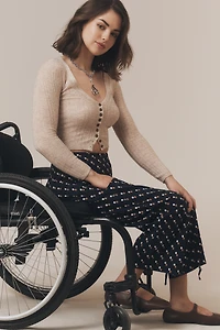 The Colette Ruffle-Hem Crop Wide-Leg Pants by Maeve