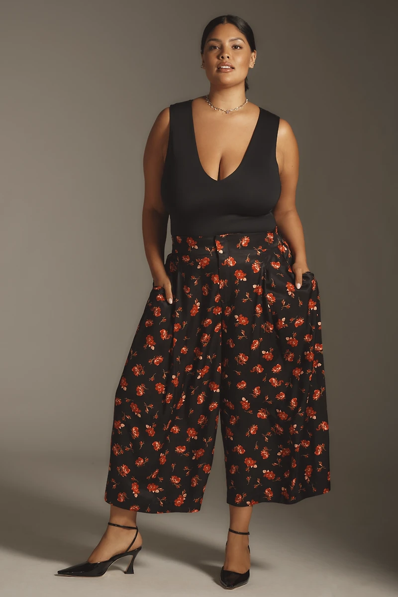 Maeve Printed Pleated A-Line Culottes