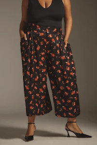 Maeve Printed Pleated A-Line Culottes