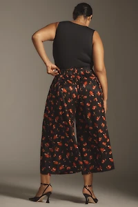 Maeve Printed Pleated A-Line Culottes
