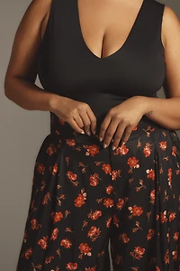 Maeve Printed Pleated A-Line Culottes