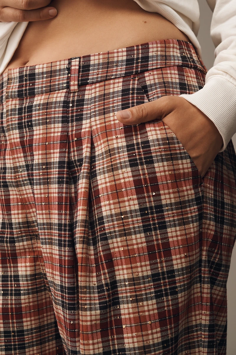 The Avery Sparkle Pleated Wide-Leg Trousers by Maeve