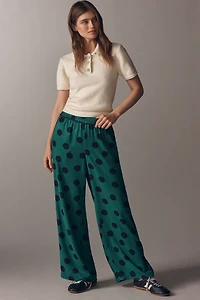 The Brooklin Printed Wide-Leg Pull-On Pants by Maeve