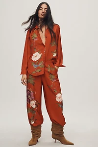 By Anthropologie Silky Printed Trousers