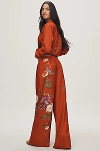 By Anthropologie Silky Printed Trousers