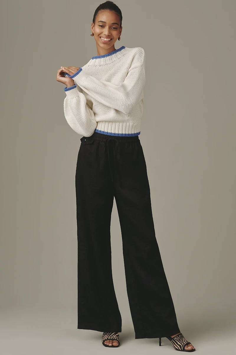 The Brooklin Linen Tie-Front Pull-On Pants by Maeve