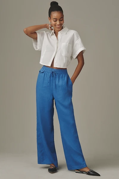 The Brooklin Linen Tie-Front Pull-On Pants by Maeve