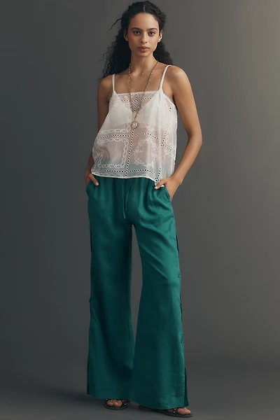 Brooklin Wavy Linen Wide-Leg Pants by Maeve