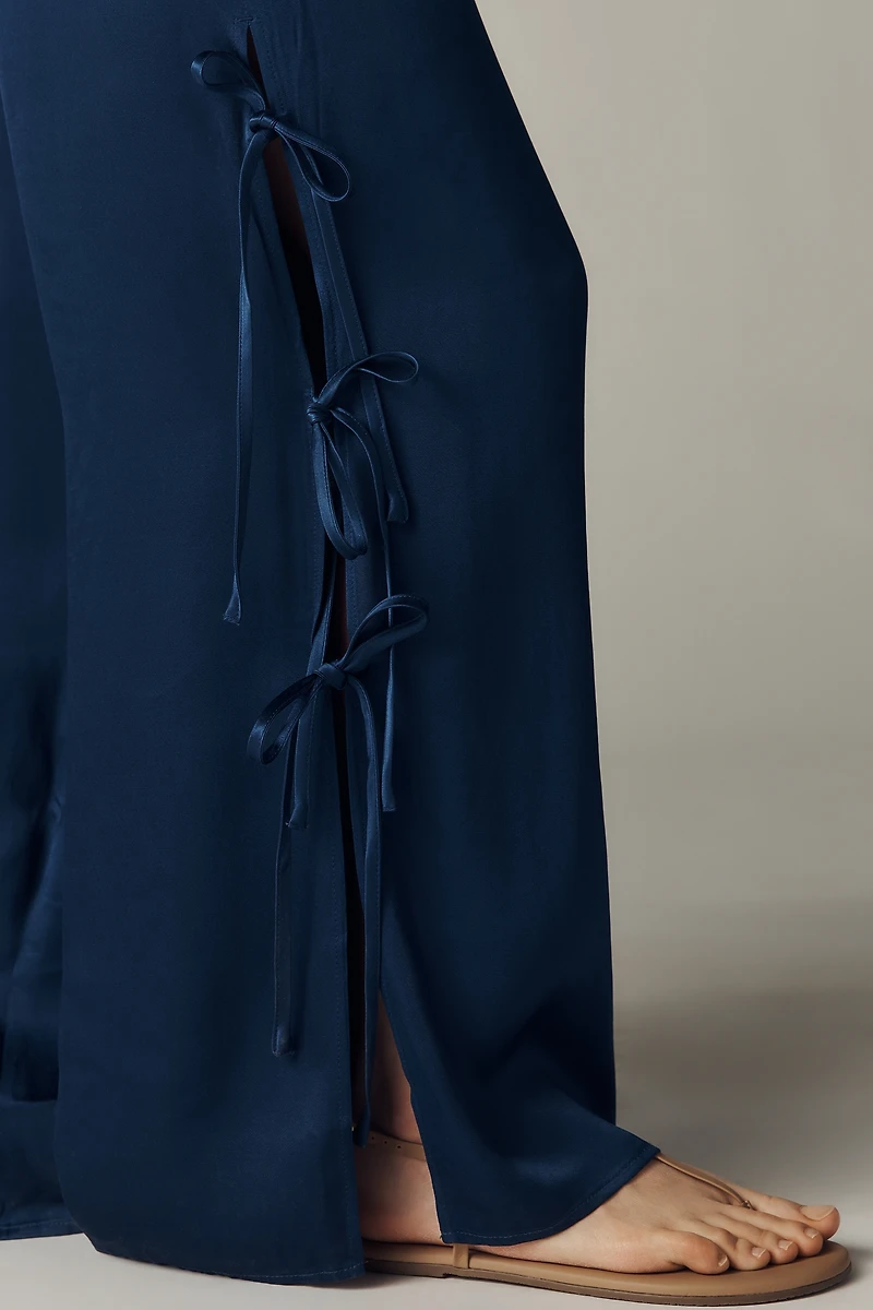 Maeve Silky Tie Wide-Leg Pants