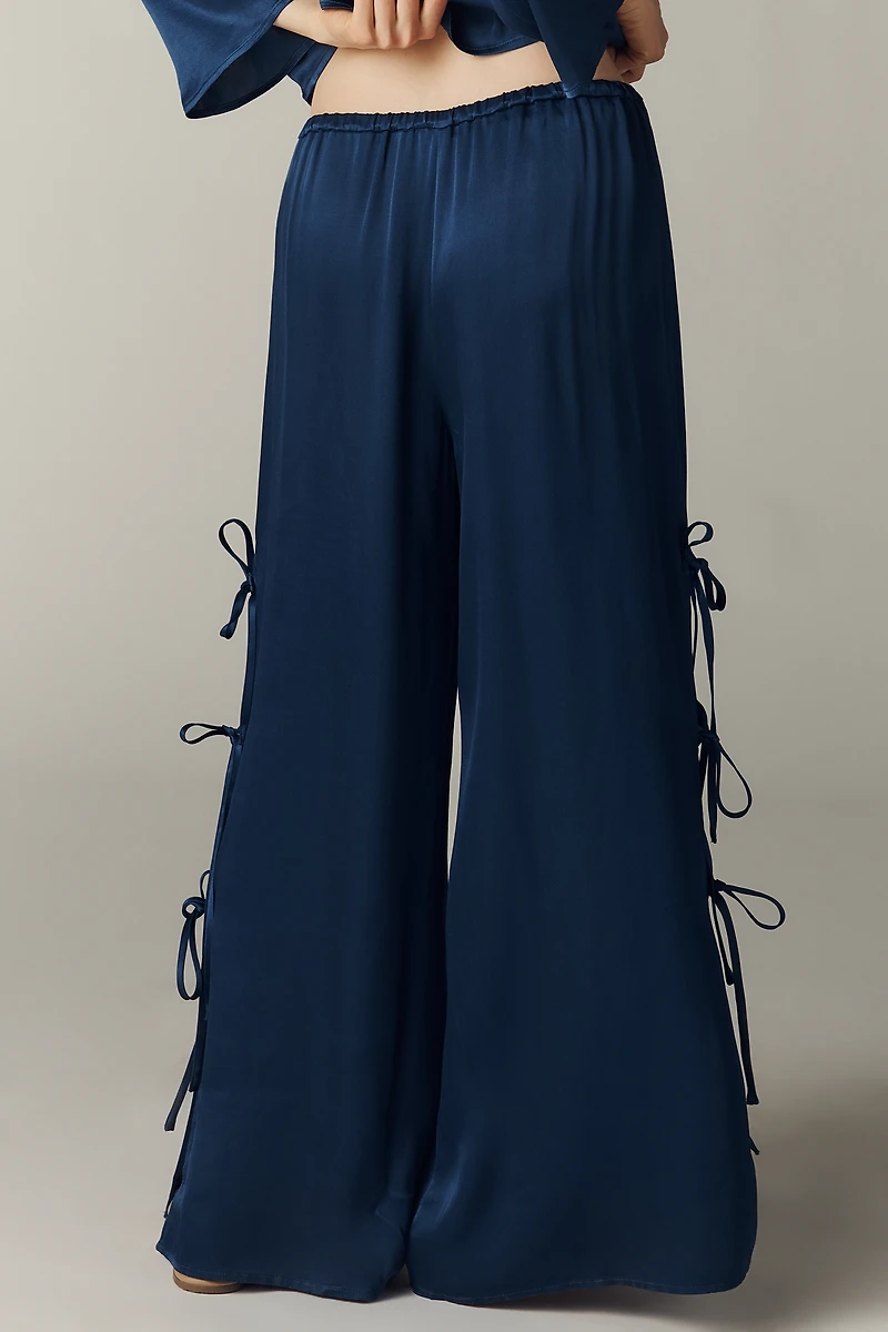 Maeve Silky Tie Wide-Leg Pants