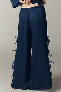 Maeve Silky Tie Wide-Leg Pants