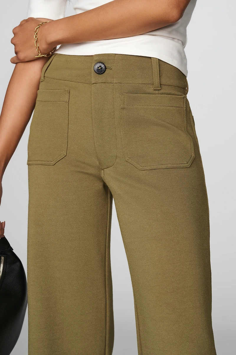 Maeve Colette Knit Cutwork High-Rise Wide-Leg Cropped Pants