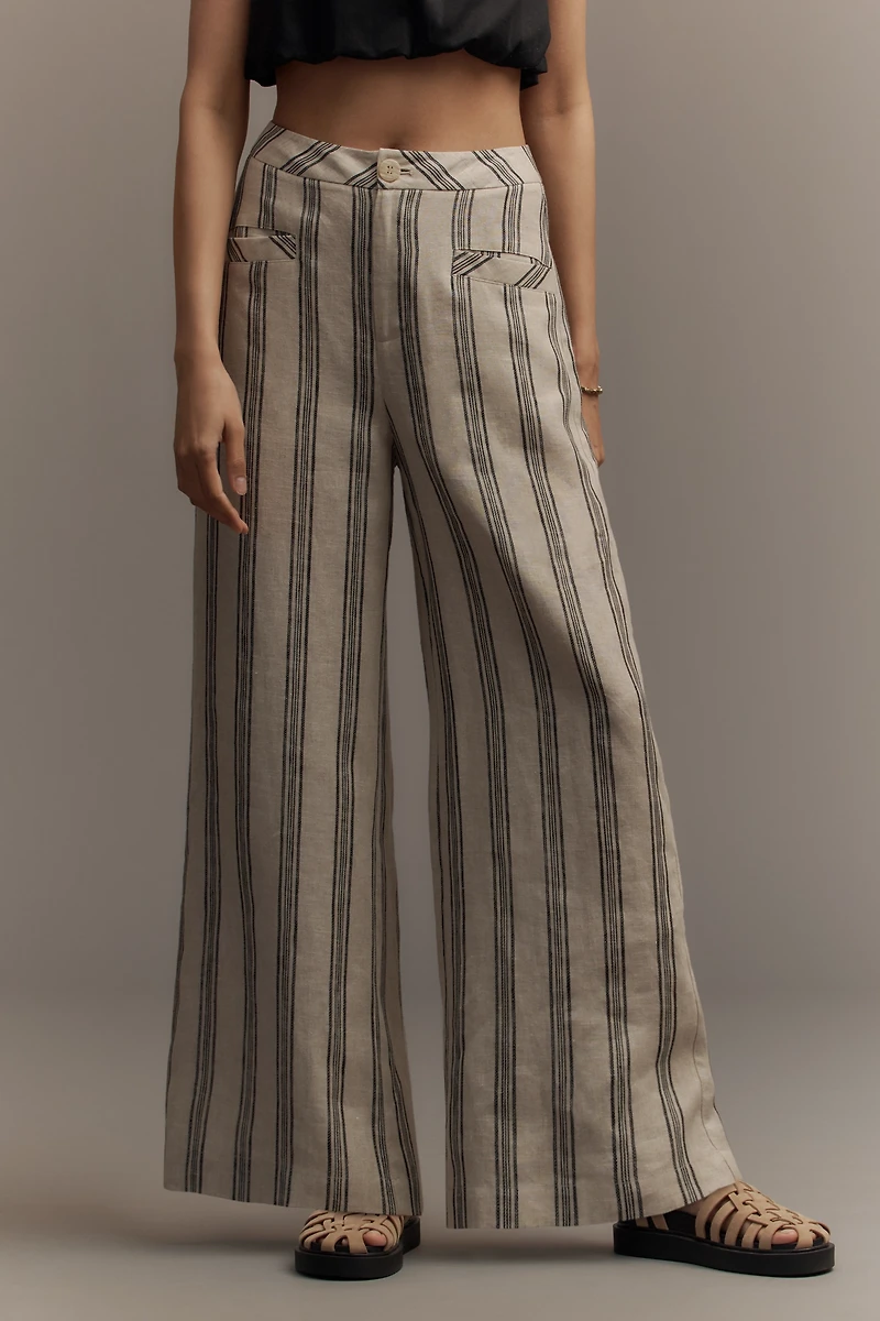 Mare Linen Striped Wide-Leg Pants