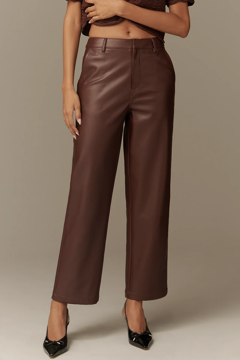 En Saison Delphine Cropped Coated Straight-Leg Pants