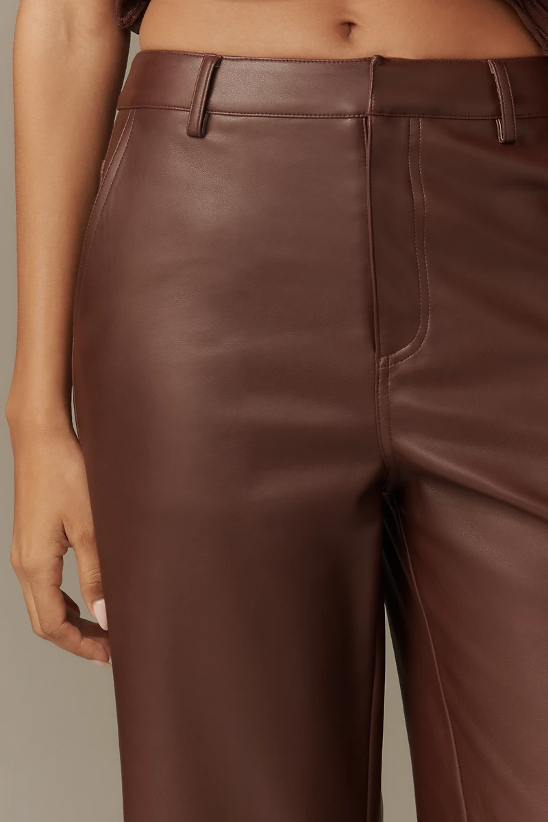 En Saison Delphine Cropped Coated Straight-Leg Pants