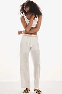 Sanctuary Free Time Eyelet Wide-Leg Pants