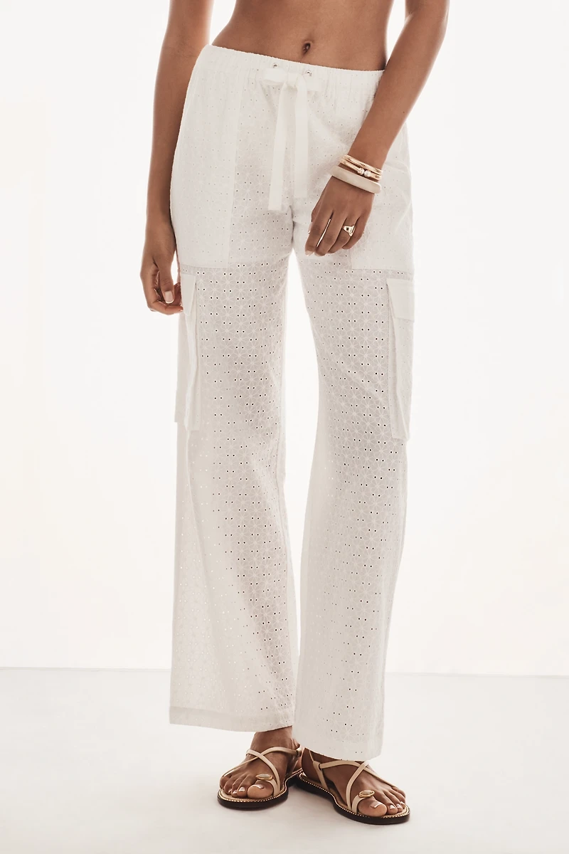 Sanctuary Free Time Eyelet Wide-Leg Pants