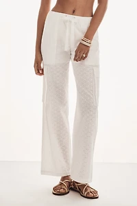 Sanctuary Free Time Eyelet Wide-Leg Pants