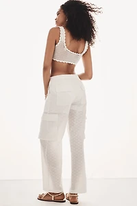 Sanctuary Free Time Eyelet Wide-Leg Pants