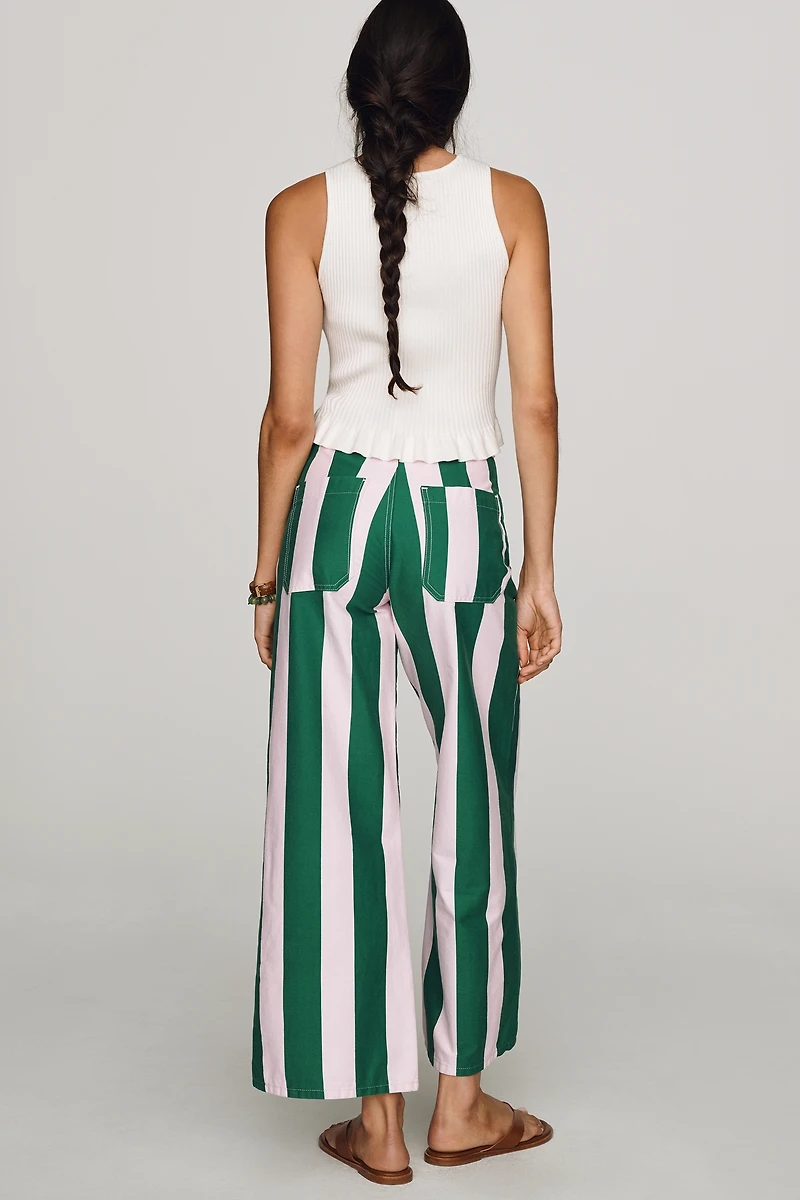 ASKK NY Patch Pocket Striped Wide-Leg Pants