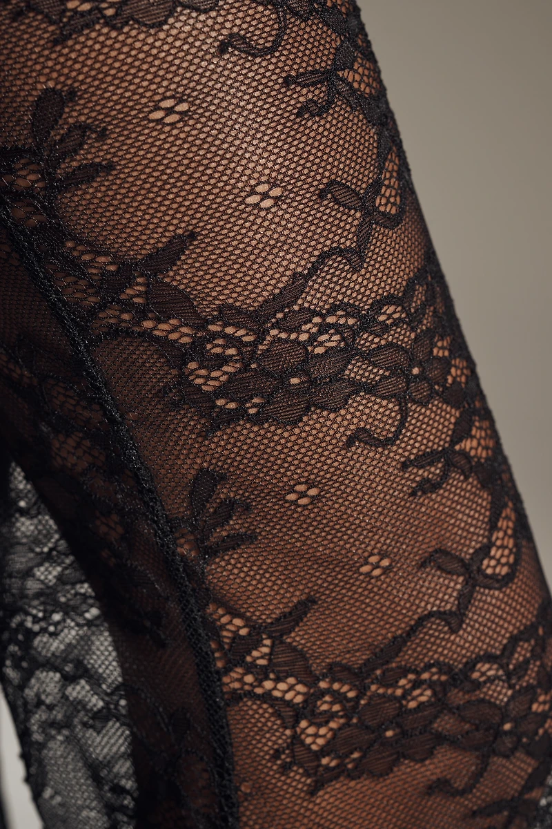 Flat White Lace Flare Pants