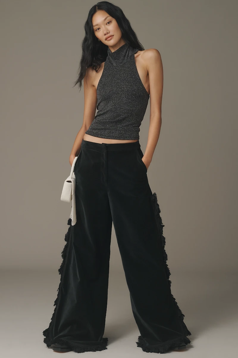 Hope for Flowers by Tracy Reese Fringed Velvet Trousers