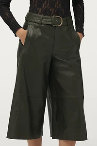 By Anthropologie Belted Leather Culottes