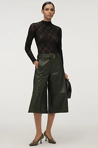By Anthropologie Belted Leather Culottes