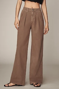 Amo Sheryl High-Rise Pleated Wide-Leg Trouser Pants