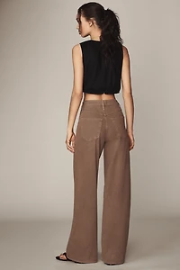 Amo Sheryl High-Rise Pleated Wide-Leg Trouser Pants